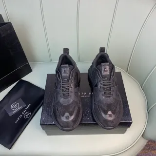Philipp Plein Black Sole Mixed-Material Upper Chunky Sneakers