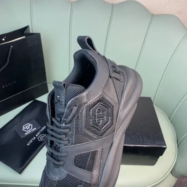 Philipp Plein حذاء رياضي كعب أسود مواد مختلطة كثيفة 4