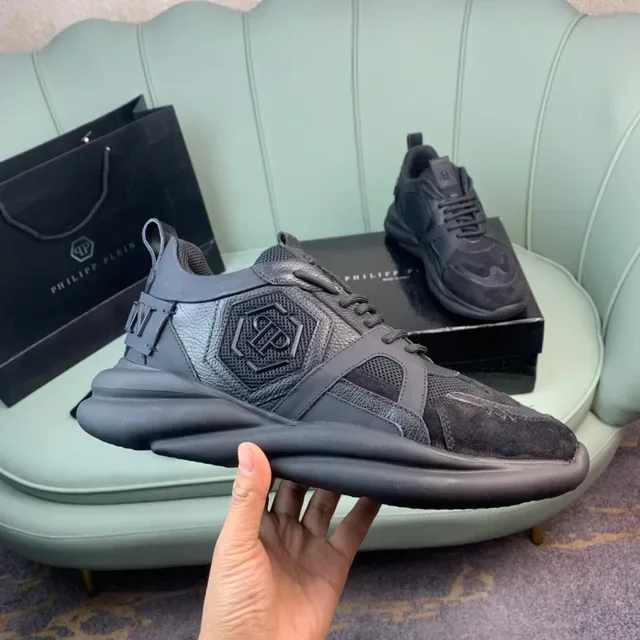 Philipp Plein حذاء رياضي كعب أسود مواد مختلطة كثيفة 5