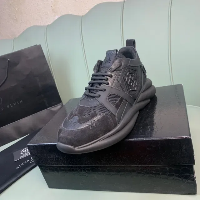 Philipp Plein حذاء رياضي كعب أسود مواد مختلطة كثيفة 7