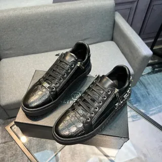Philipp Plein मगरमछ दबाव चमड़े का जिपर लाइफस्टाइल स्नीकर