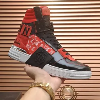 Philipp Plein High-Top Mixed-Material Graphic Print Sneaker