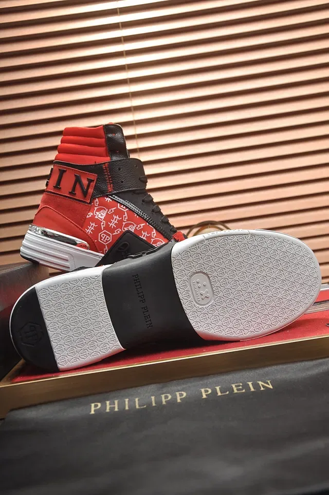 Philipp Plein हाई-टॉप मिश्रित सामग्री ग्राफिक प्रिंट स्नीकर 4