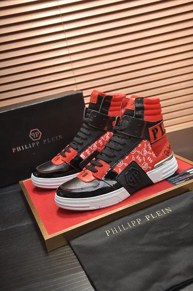 Philipp Plein हाई-टॉप मिश्रित सामग्री ग्राफिक प्रिंट स्नीकर 7