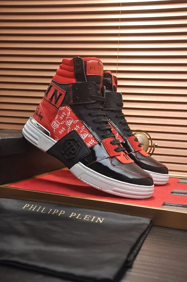 Philipp Plein हाई-टॉप मिश्रित सामग्री ग्राफिक प्रिंट स्नीकर 9
