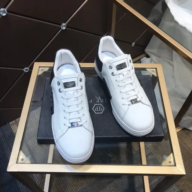 Philipp Plein Lifestyle Sneaker Blanc Noir Cuir Supérieur Panneaux de Contraste Lifestyle Sneakers 6