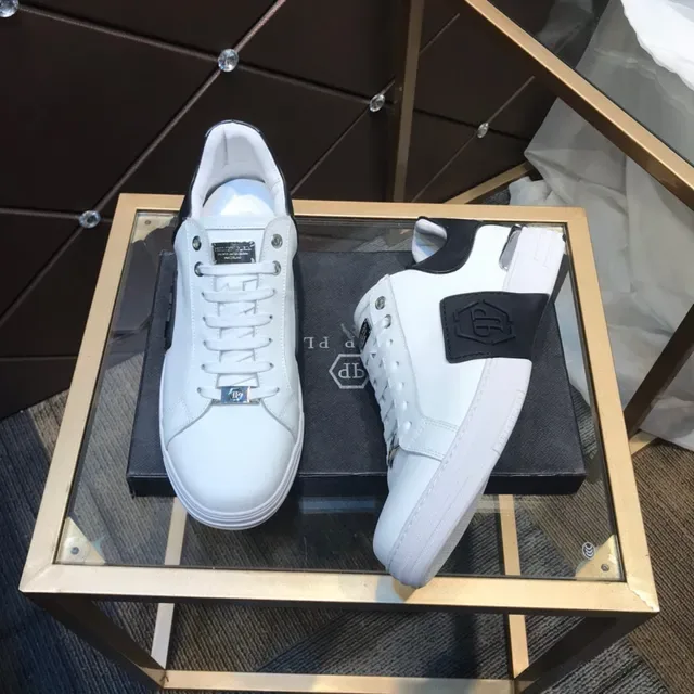 Philipp Plein Lifestyle Sneaker Blanc Noir Cuir Supérieur Panneaux de Contraste Lifestyle Sneakers 7