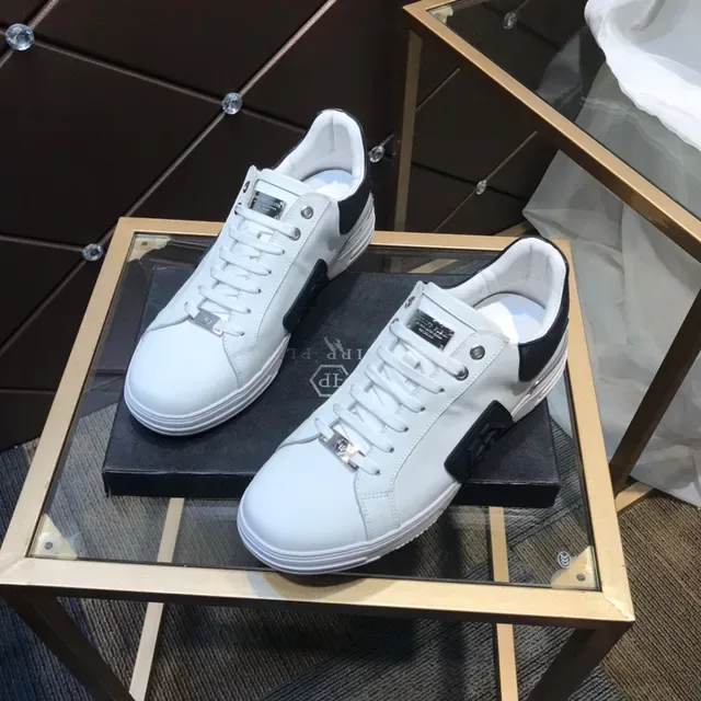 Philipp Plein Lifestyle Sneaker Blanc Noir Cuir Supérieur Panneaux de Contraste Lifestyle Sneakers 8