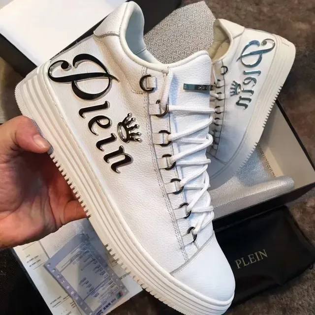 Philipp Plein लोगो-सज्जित सफेद चमड़े वाली जीवनशैली स्नीकर 2