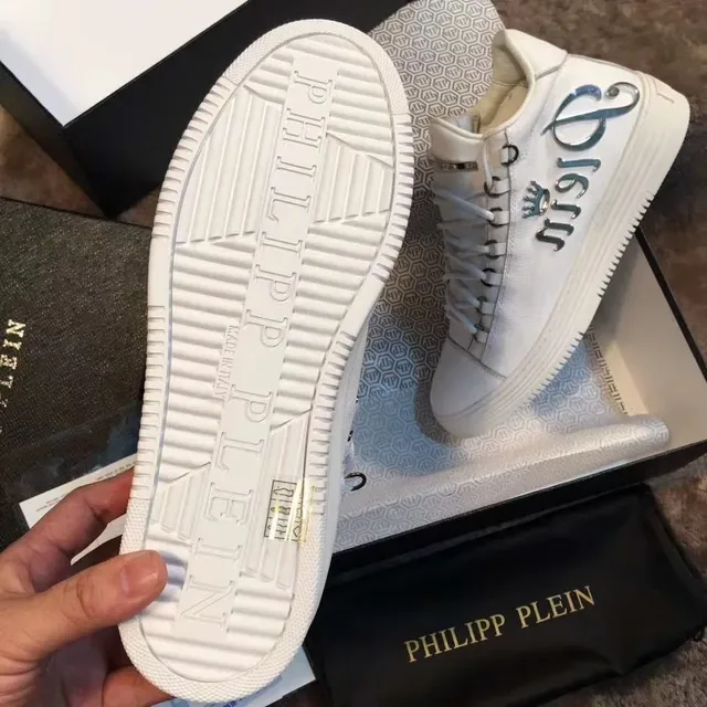 Philipp Plein लोगो-सज्जित सफेद चमड़े वाली जीवनशैली स्नीकर 3