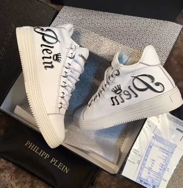 Philipp Plein लोगो-सज्जित सफेद चमड़े वाली जीवनशैली स्नीकर 4