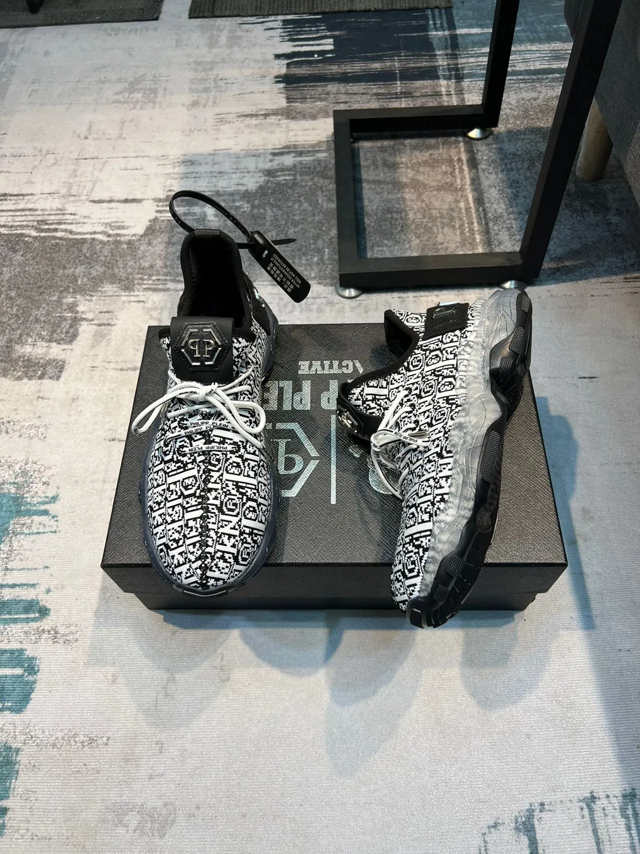 Philipp Plein 莫诺格拉姆针织厚底运动鞋 4