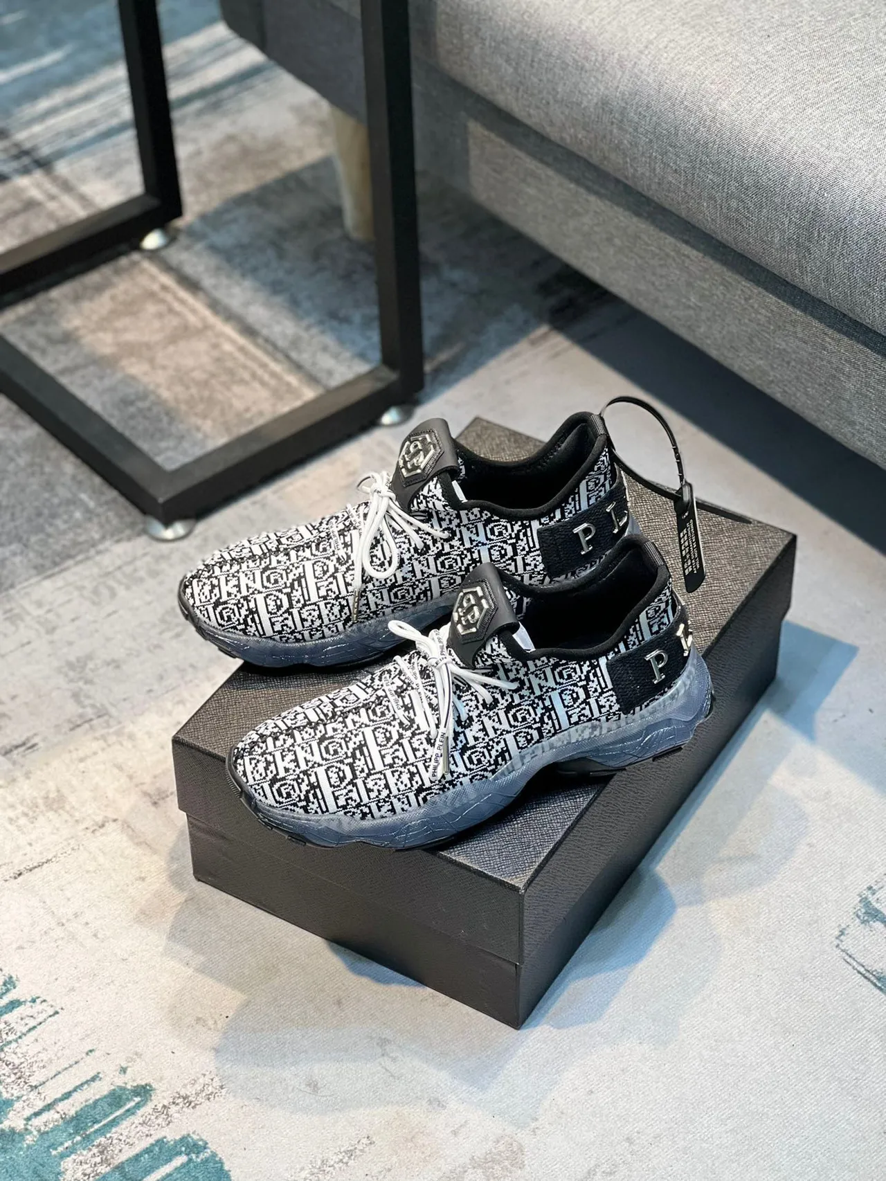 Philipp Plein 莫诺格拉姆针织厚底运动鞋 7