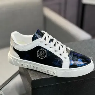 Philipp Plein मुद्रित चमड़ा और सफेद लाइफस्टाइल स्नीकर्स
