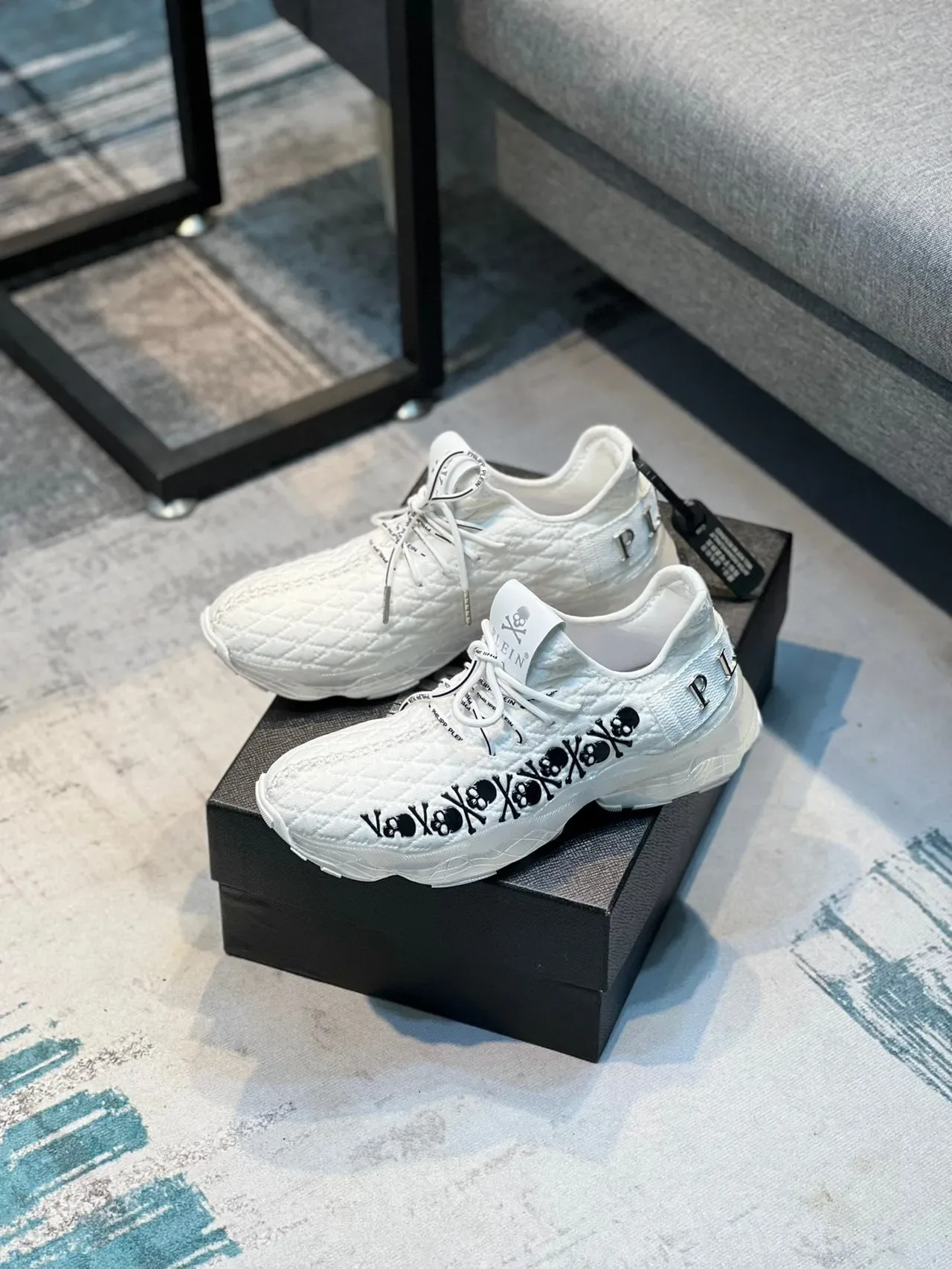 Philipp Plein Skull Motif White Chunky Sneakers 7