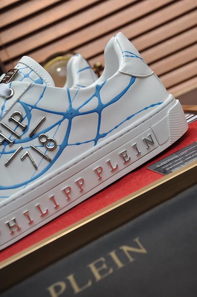 Philipp Plein সাদা নীল কম টপ চামড়ার উপরের অংশ জীবনশৈলী স্নিকার 2
