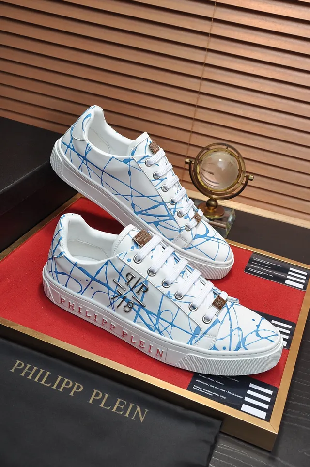 Philipp Plein সাদা নীল কম টপ চামড়ার উপরের অংশ জীবনশৈলী স্নিকার 5