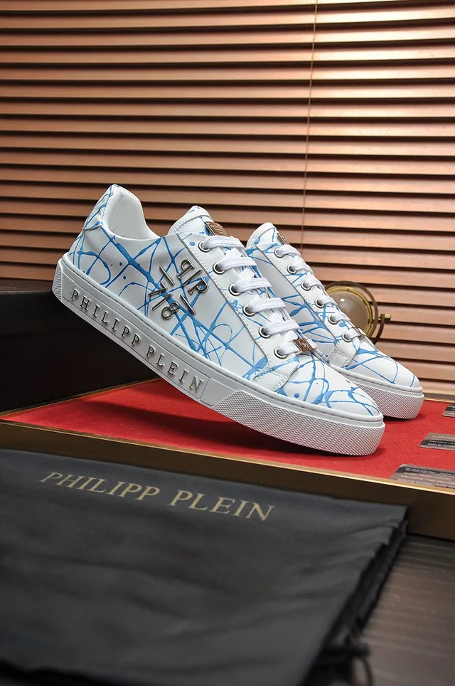 Philipp Plein সাদা নীল কম টপ চামড়ার উপরের অংশ জীবনশৈলী স্নিকার 7