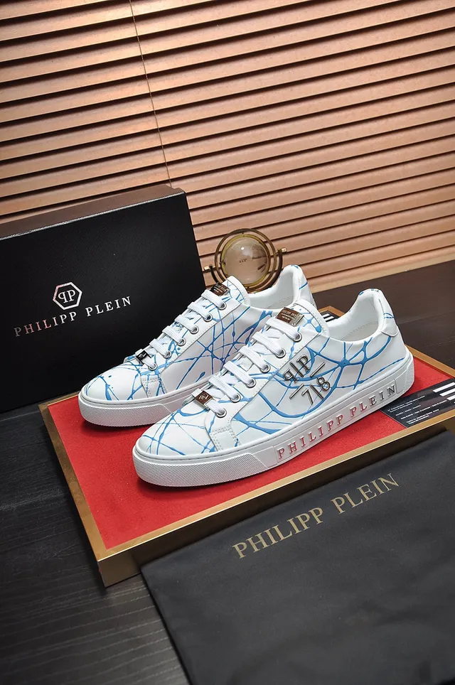Philipp Plein সাদা নীল কম টপ চামড়ার উপরের অংশ জীবনশৈলী স্নিকার 8