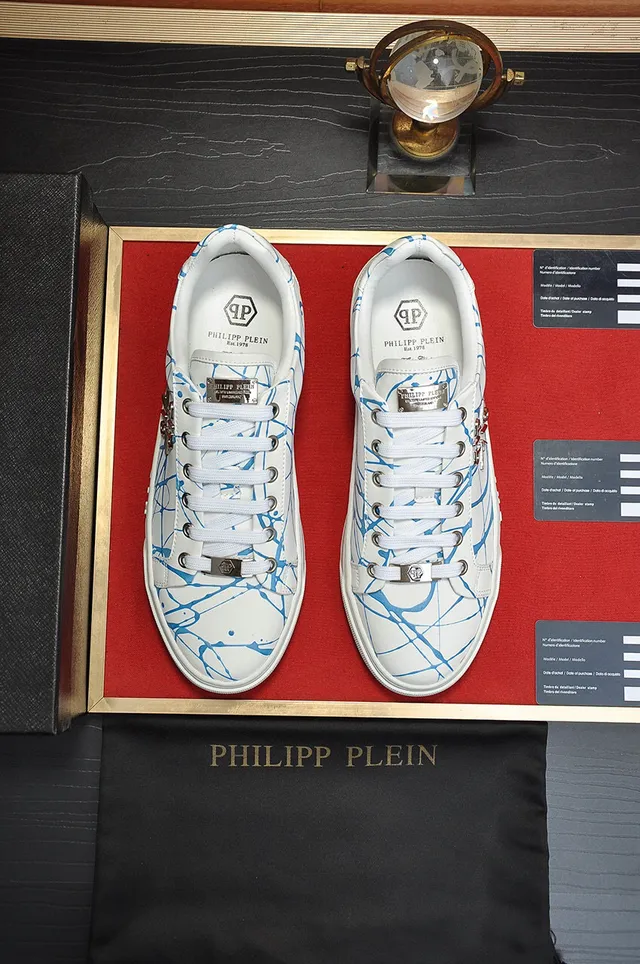 Philipp Plein সাদা নীল কম টপ চামড়ার উপরের অংশ জীবনশৈলী স্নিকার 9