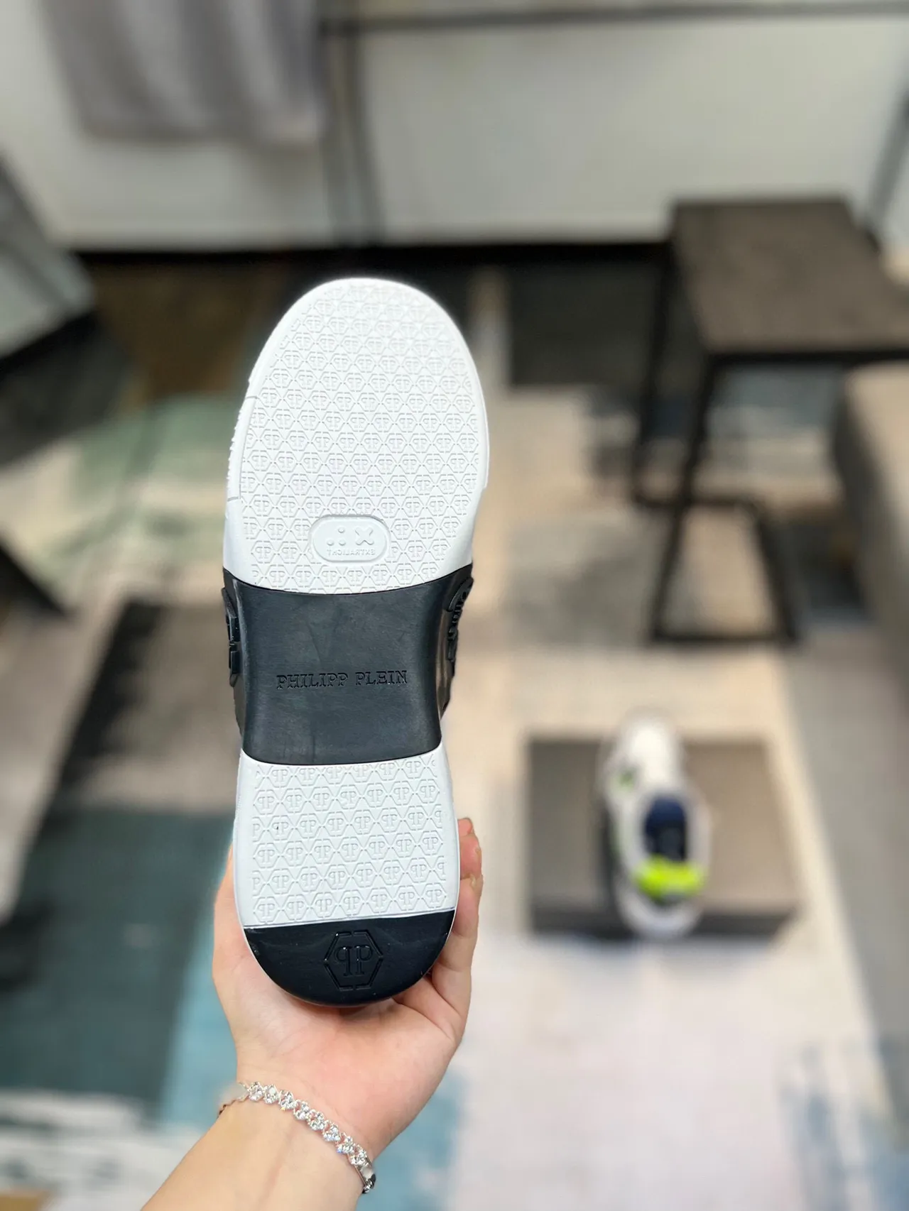 Philipp Plein Branco Azul Marinho Verde Neón Tênis Lifestyle 3