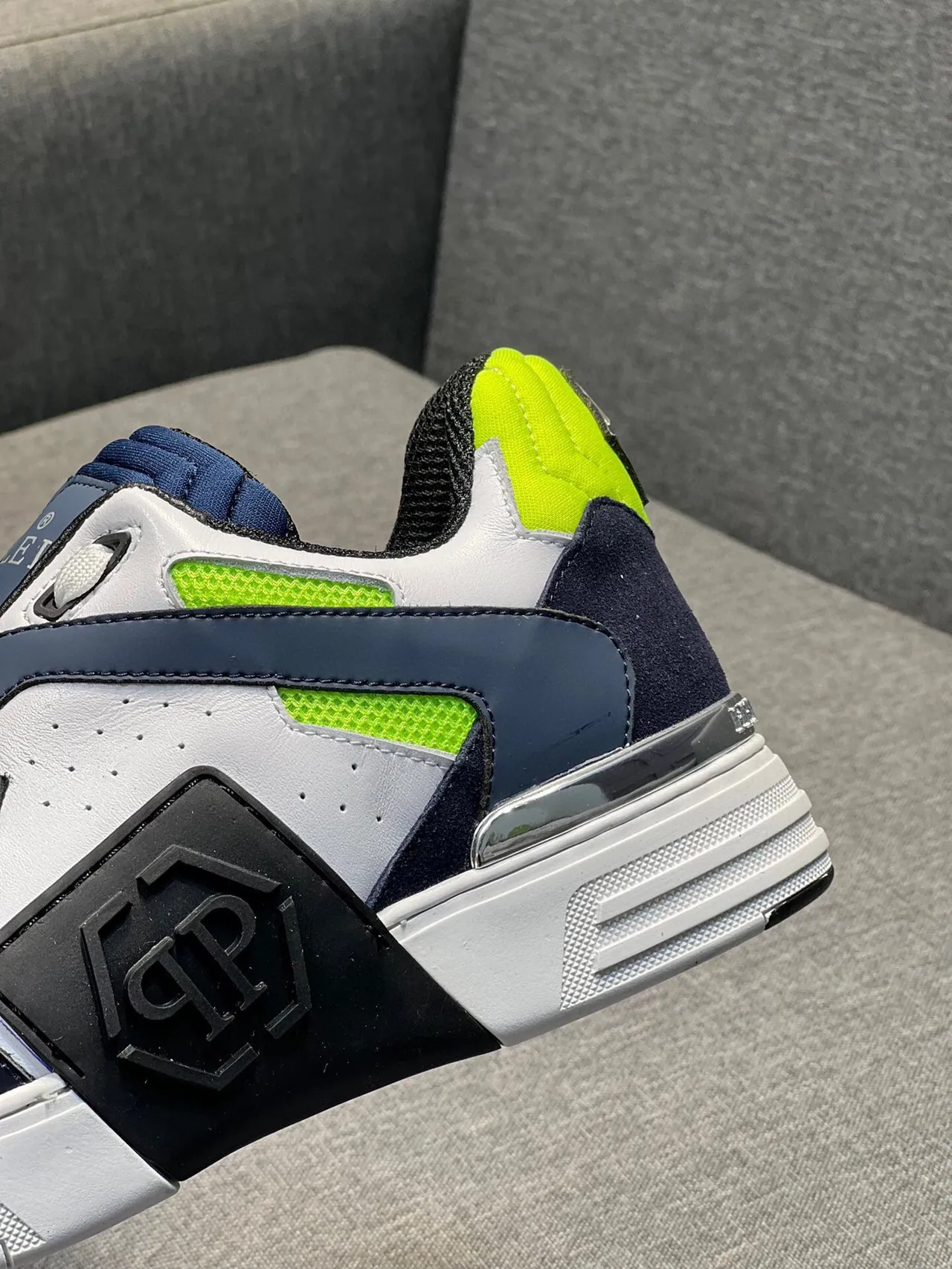 Philipp Plein Branco Azul Marinho Verde Neón Tênis Lifestyle 4