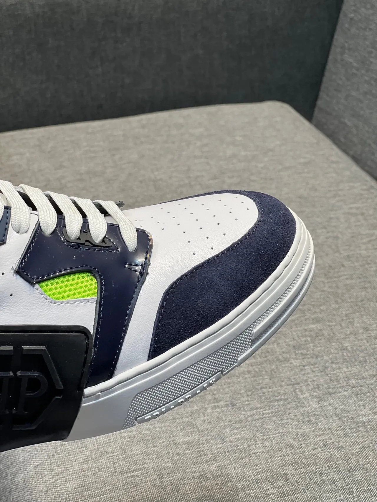Philipp Plein Branco Azul Marinho Verde Neón Tênis Lifestyle 8