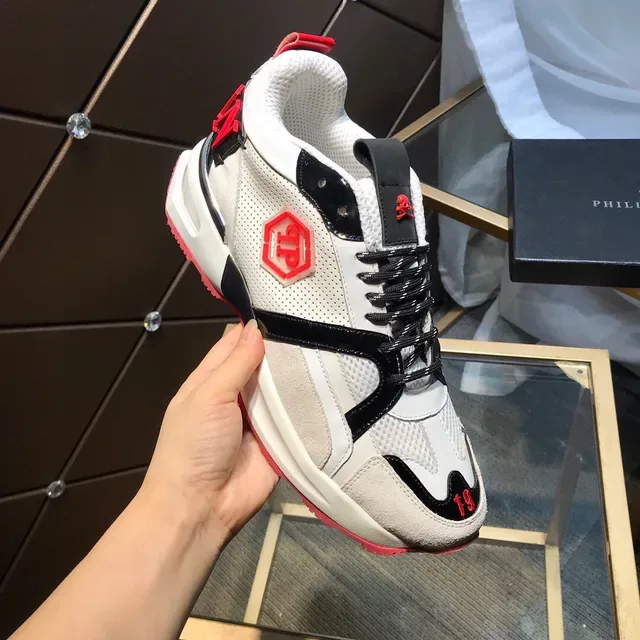 Philipp Plein White Red Sole Mesh And Synthetic Overlays Chunky Sneakers 2