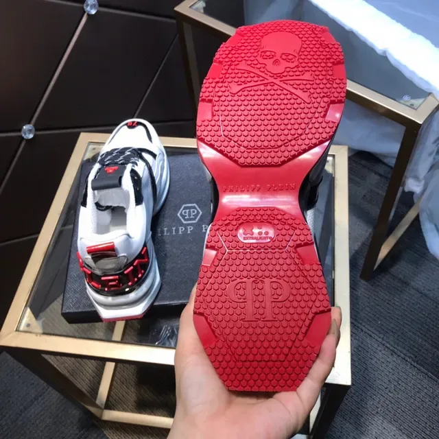 Philipp Plein White Red Sole Mesh And Synthetic Overlays Chunky Sneakers 5