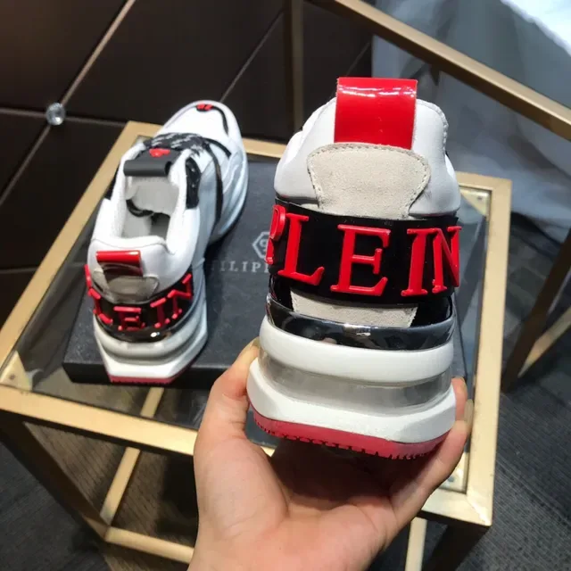 Philipp Plein White Red Sole Mesh And Synthetic Overlays Chunky Sneakers 6