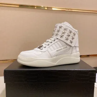 Philipp Plein White Silver High-Top Star-Studded Strap Lifestyle Sneakers