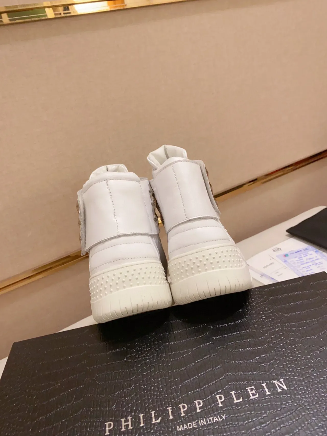 Philipp Plein 白银高帮星铆钉带生活休闲运动鞋 4