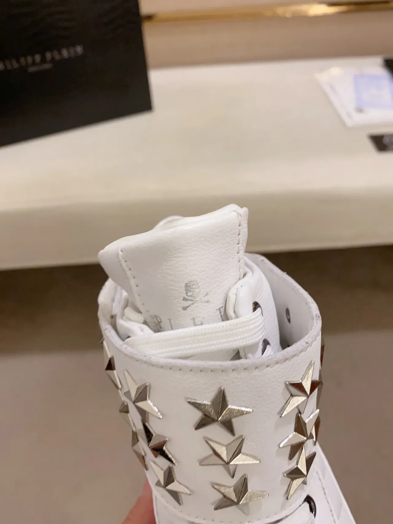 Philipp Plein 白银高帮星铆钉带生活休闲运动鞋 5