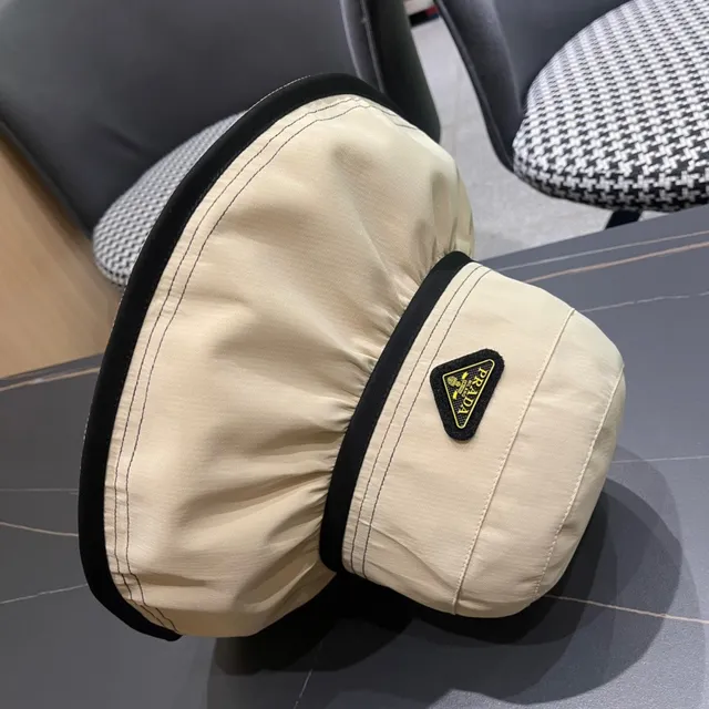 Prada بيج أسود منظم ظل مجمع تاج قبعة دلو 8