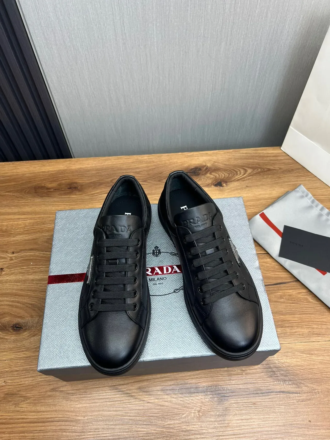 Prada Black Low-Top Lace-Up Lifestyle Sneakers 2