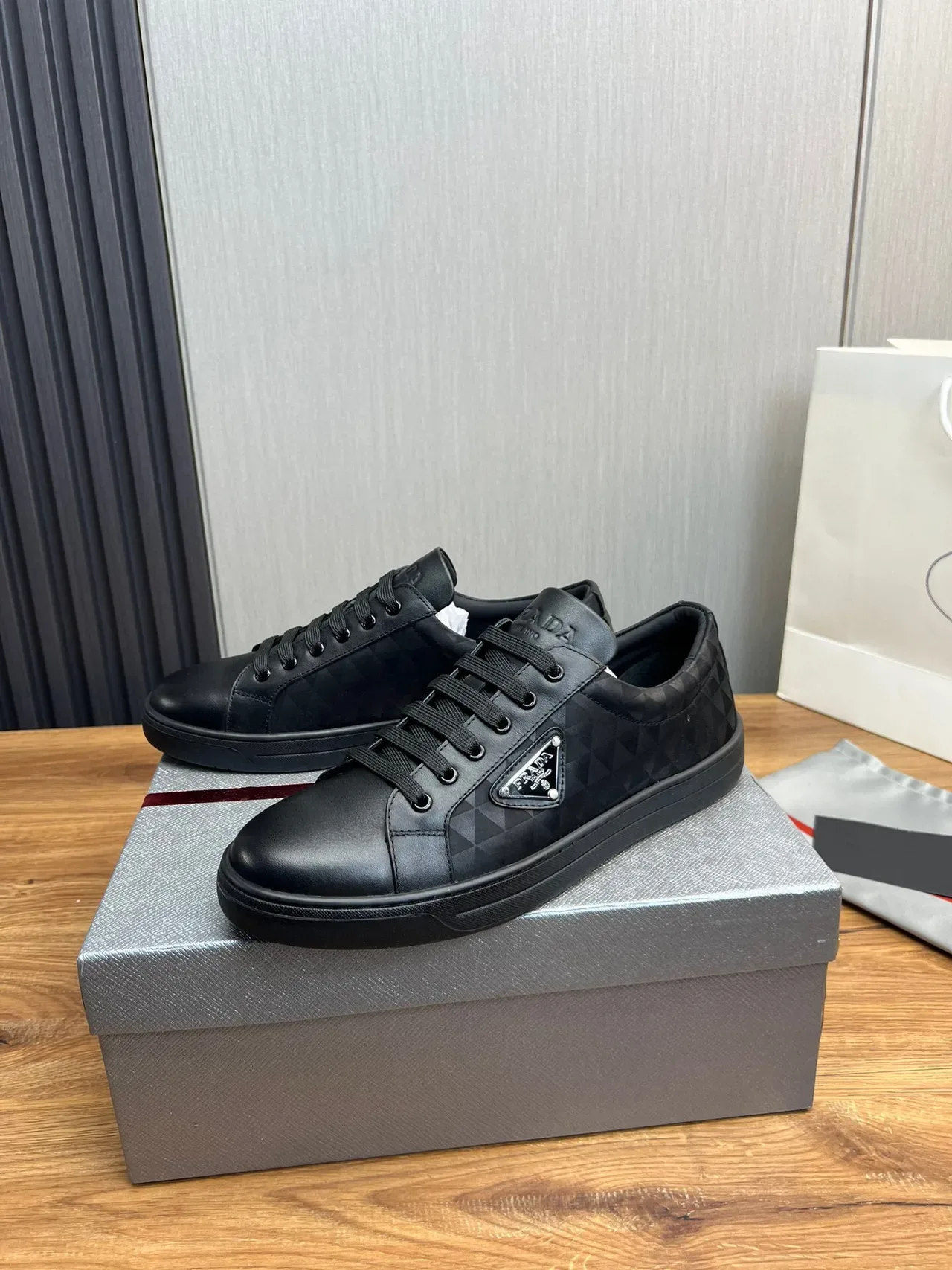 Prada Black Low-Top Lace-Up Lifestyle Sneakers 3