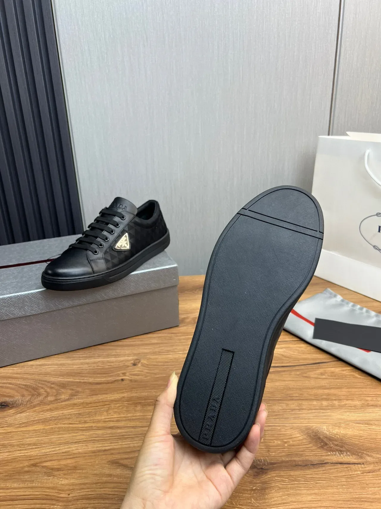 Prada Black Low-Top Lace-Up Lifestyle Sneakers 8