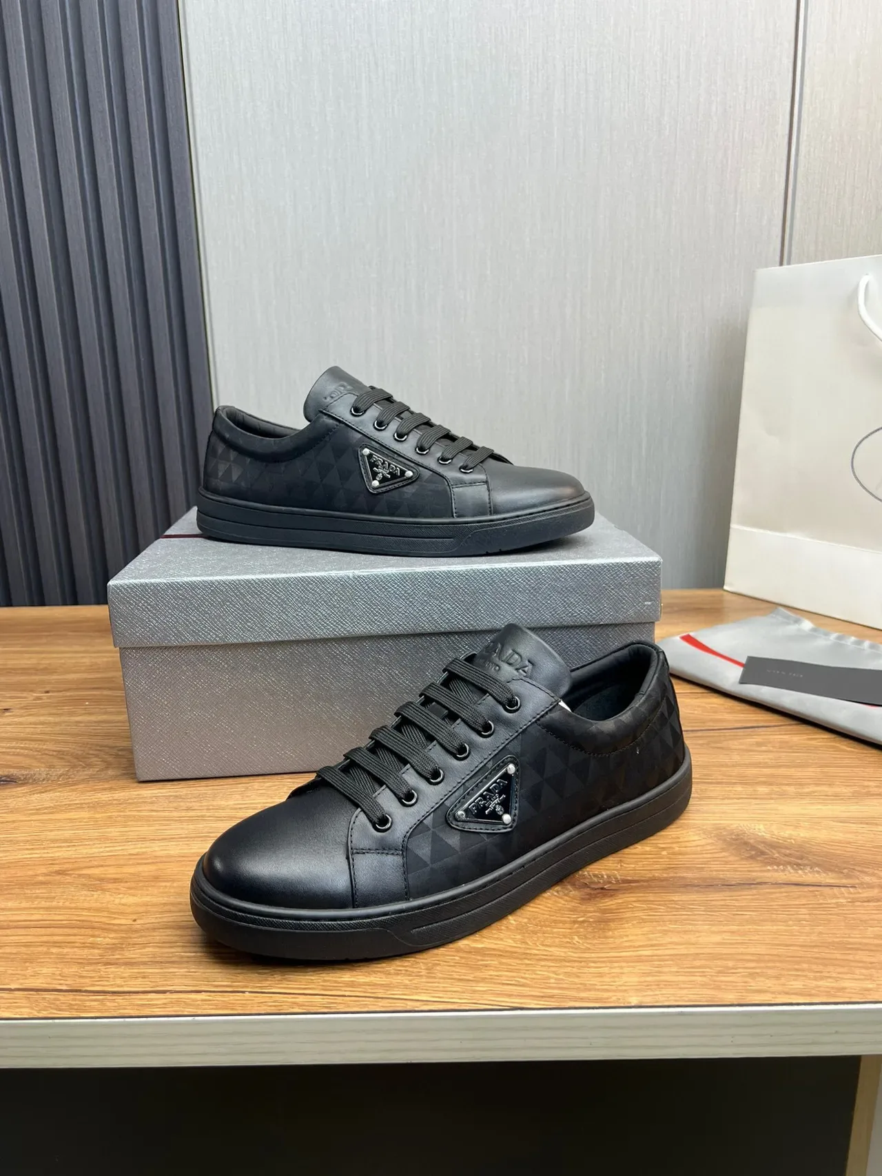 Prada Black Low-Top Lace-Up Lifestyle Sneakers 9