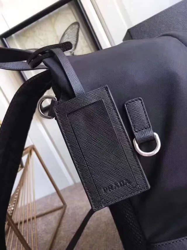 Prada حقيبة ظهر كاجوال من النيلون أسود مات منظمة جيوب أمامية 8