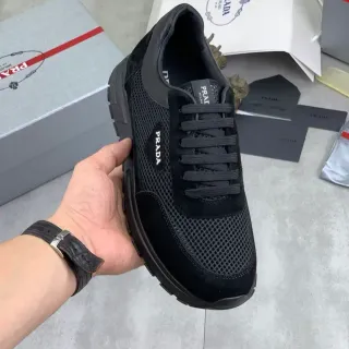 Prada Black Mesh and Suede Lifestyle Sneakers