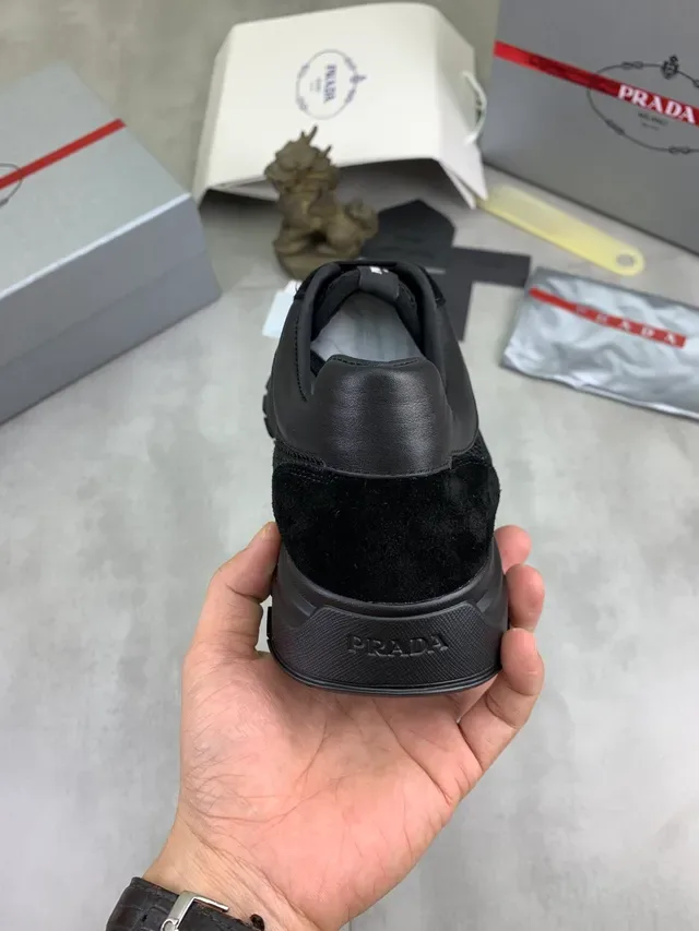 Prada Black Mesh and Suede Lifestyle Sneakers 3