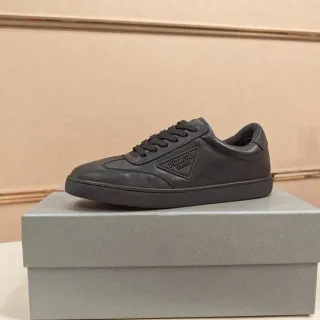 Prada Black Monochrome Smooth Leather Upper Lifestyle Sneakers
