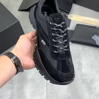 Prada Black Suede and Mesh Panel Lifestyle Sneakers