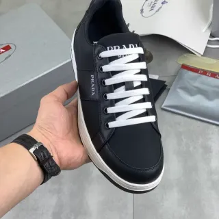 Prada Black White Leather Upper Contrast Laces Lifestyle Sneakers