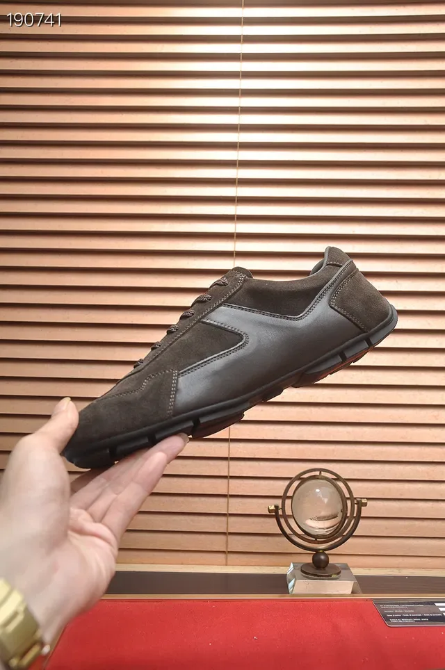 Prada Chaussures Lifestyle Marron Noir avec Panneaux en Daim Inspirées par les courses automobiles 5