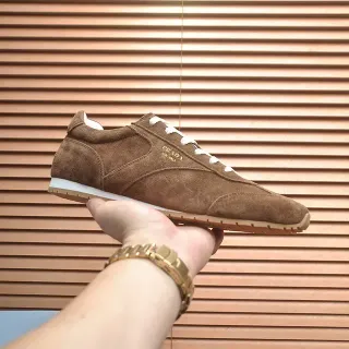 Prada Marrom Branco Ante Superior Silhueta Retro Runner Lifestyle Sneakers