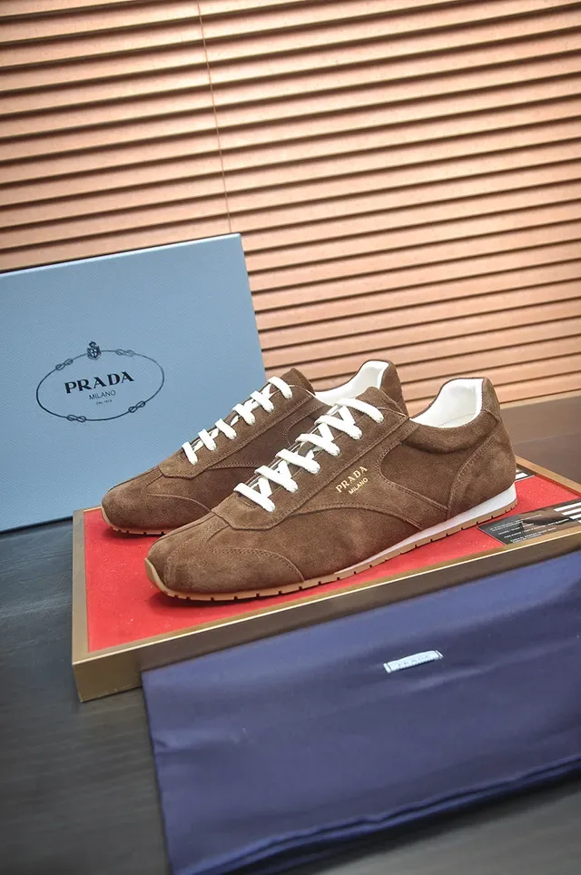 Prada Brown White Suede Upper Retro Runner Silhouette Lifestyle Sneakers 4
