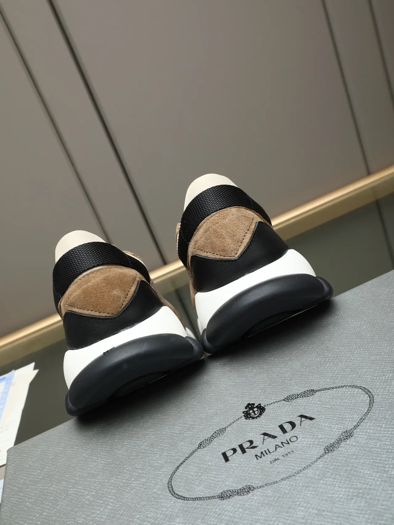 Prada Cloudbust Beige Suede and Mesh Chunky Sneakers 3