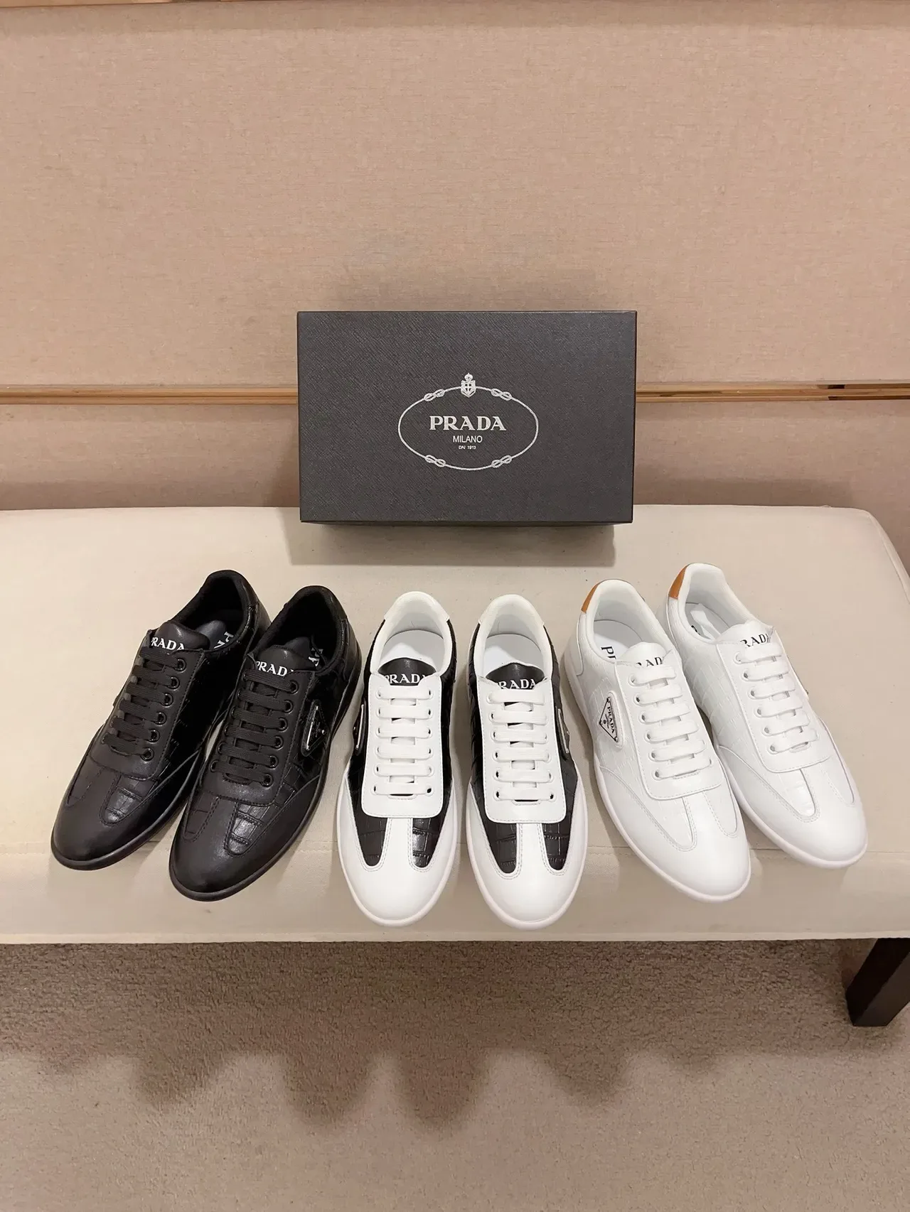 Prada Cloudbust Black Croc-Embossed Leather Lifestyle Sneakers 2