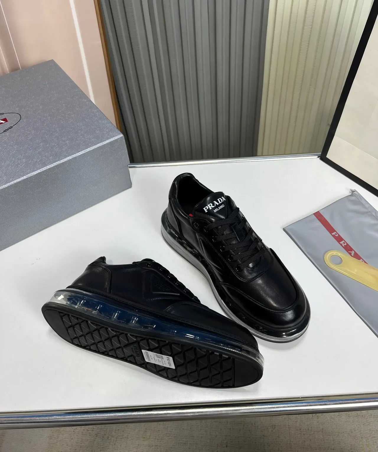Prada Cloudbust Black Leather Lifestyle Sneakers 6
